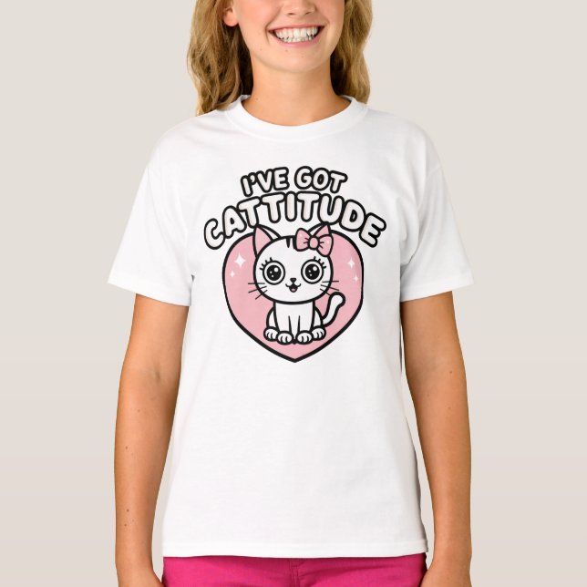 T-shirt Chat J'ai une attitude (Devant)