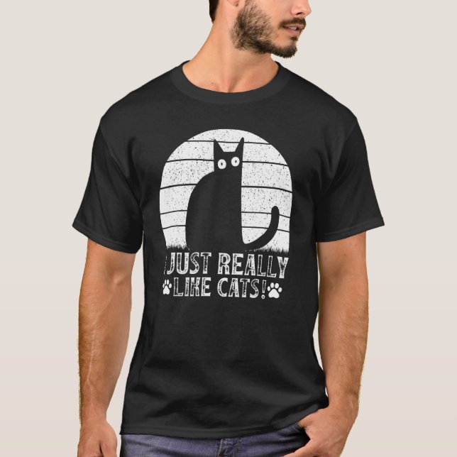 T-shirt Chat  J'aime vraiment les chats I  Chat (Devant)