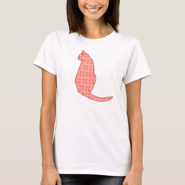 T-shirt Chat Japonais - Batik Orange Corail (Devant)