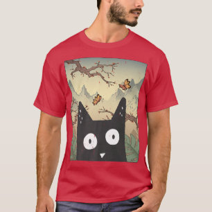 T-shirt Chat Japonais Fleur de Cerisier Esthétique Alt Cut