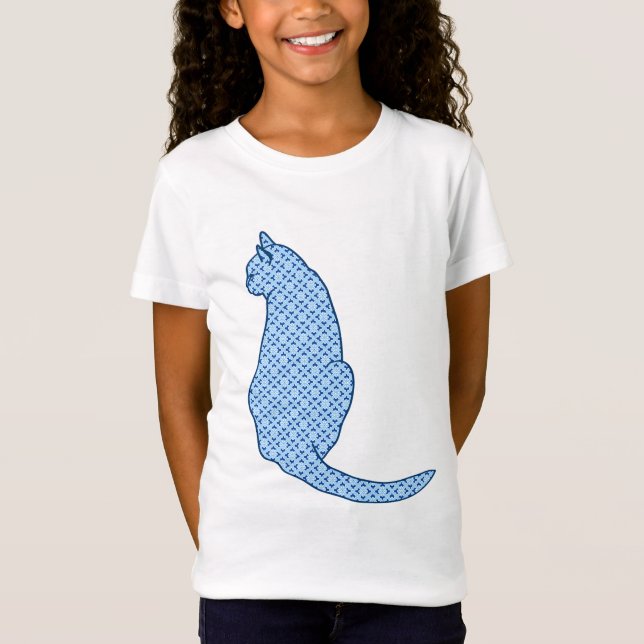 T-Shirt Chat japonais, Kimono bleu (Devant)