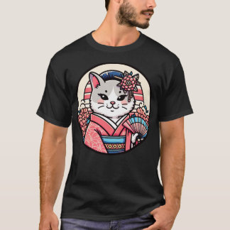 T-shirt chat japonais Kimono meow