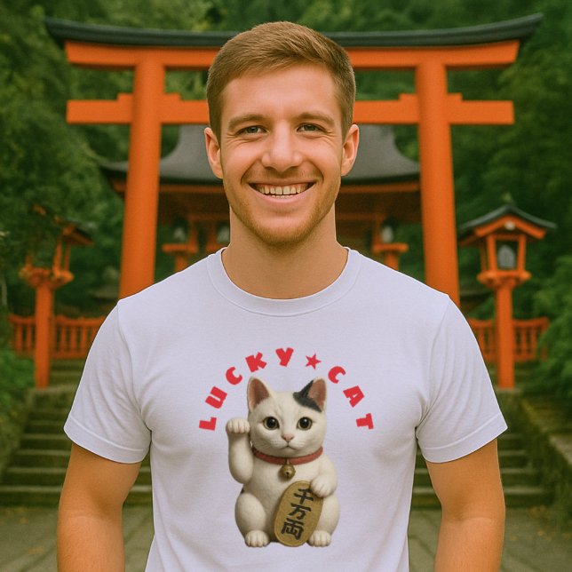 T-shirt Chat japonais Lucky Charm (Images are for illustrative purposes only. It is different from the actual product.)