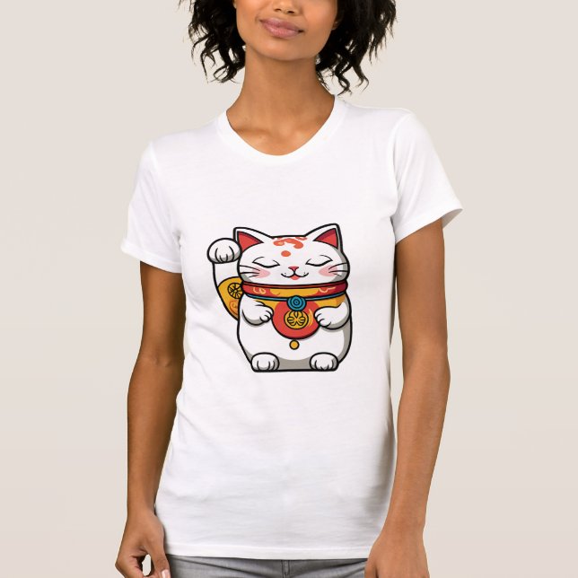 T-Shirt Chat Japonais Lucky (Maneki-neko)  (Devant)