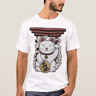 T-shirt Chat japonais Maneki-Neko Lucky