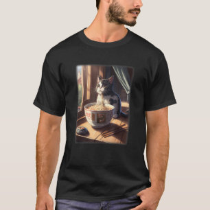 T-shirt chat japonais mangeant tonkotsu ramen