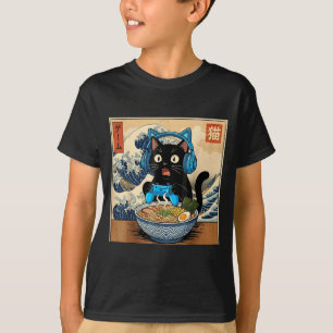 T-shirt Chat japonais mignon kawaii de gamer Ramen drôle