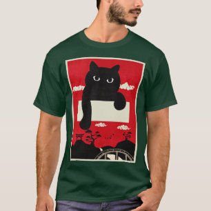 T-shirt Chat japonais noir Kawaii Amoureux des chats Cute