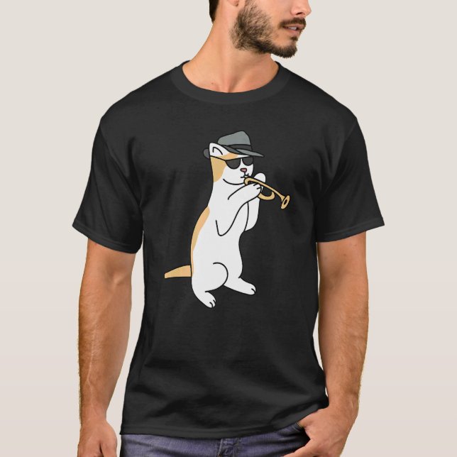 T-shirt Chat Jazz Joueur de Trompette (Devant)