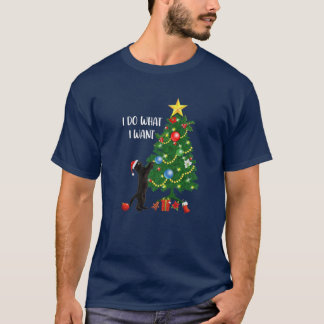 T-shirt Chat Je Fais Ce Que Je Veux Chat Noir Tirer Noël T