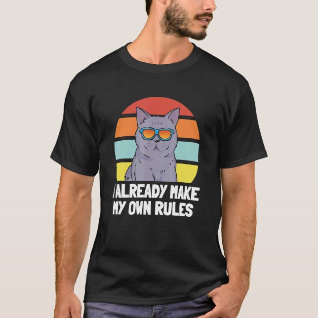 T-shirt Chat   Je fais déjà mes propres règles (Devant)