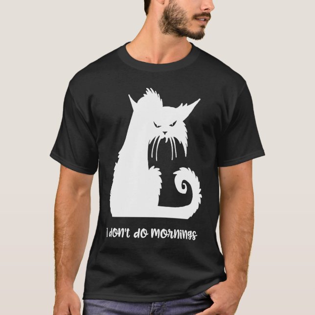 T-shirt Chat je ne fais pas le matin (Devant)