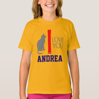 T-shirt Chat + Je t'aime "VOTRE" coutume NOMMÉE par VIMAGO