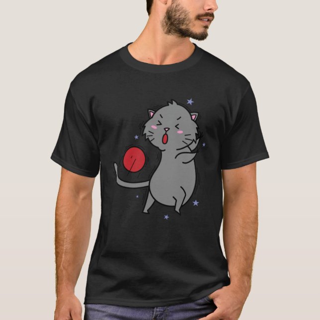 T-shirt Chat jouant à Dodgeball ou Fireball (Devant)