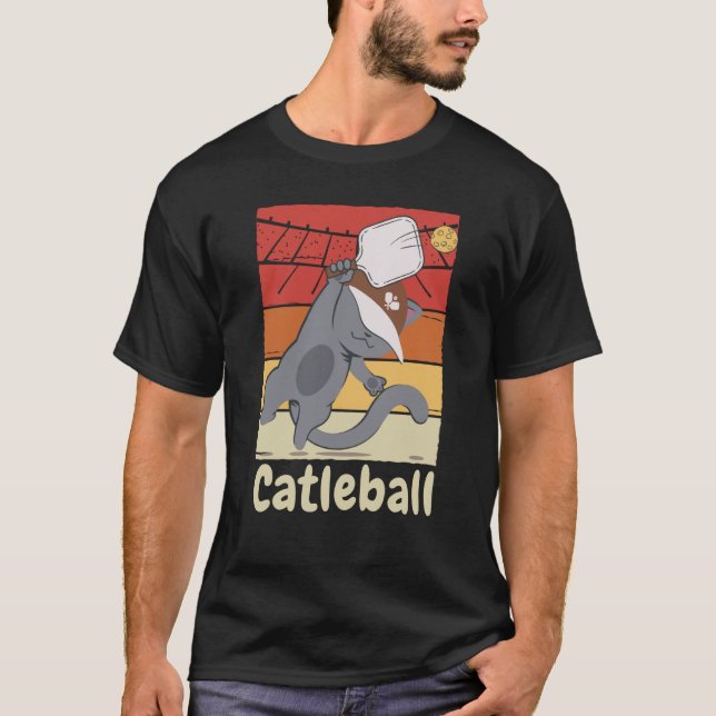 T-shirt Chat jouant au jeu de pickle ball Chat de pickleba (Devant)