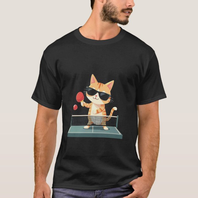 T-shirt Chat jouant au tennis de table (Devant)