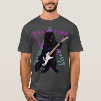 T-shirt Chat jouant de basse guitare 1