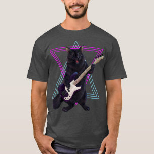 T-shirt Chat jouant de la basse guitare