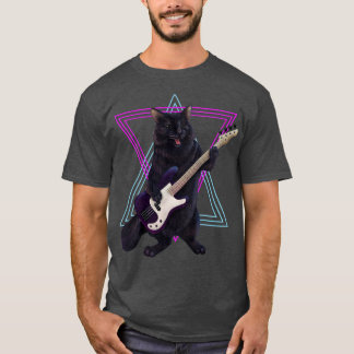 T-shirt Chat jouant de la basse guitare