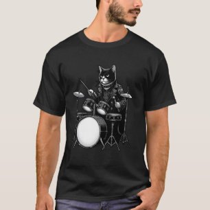 T-shirt Chat Jouant De La Batterie Amateur De Chat Pour Ba