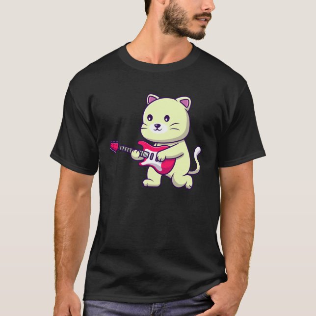 T-shirt chat jouant de la guitare (Devant)
