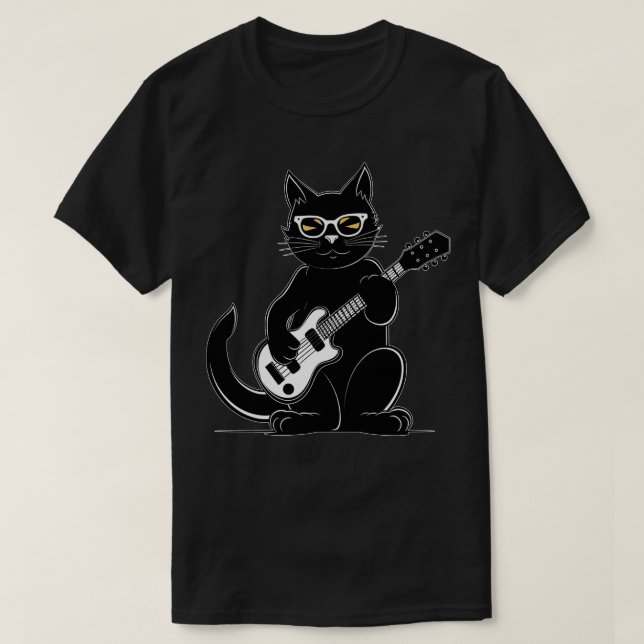 T-shirt Chat jouant de la guitare 1 (Design devant)