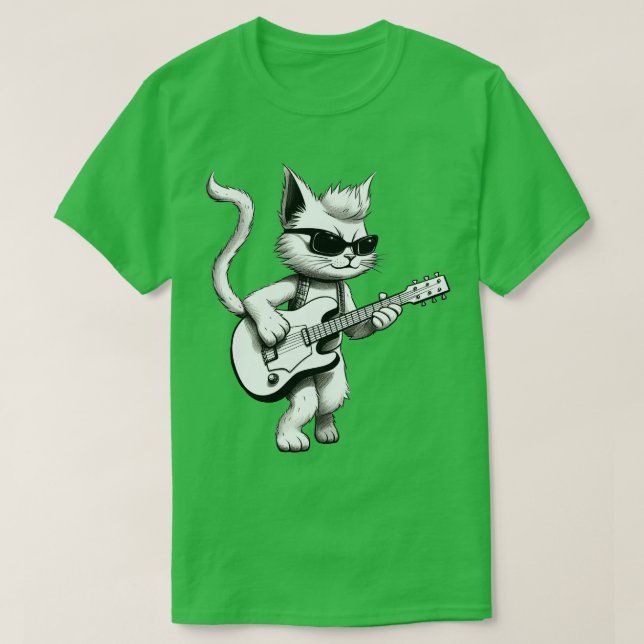 T-shirt Chat jouant de la guitare 3 (Design devant)