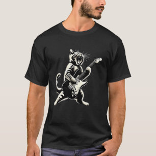 T-shirt Chat Jouant De La Guitare Chat Rock And Roll Chat