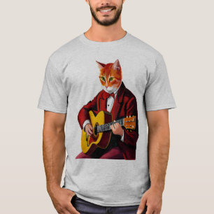 T-shirt Chat jouant de la guitare mens chat jouant de la