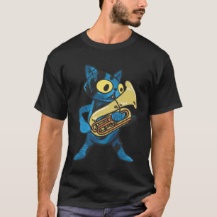 T-shirt Chat jouant de l'instrument en laiton Euphonium