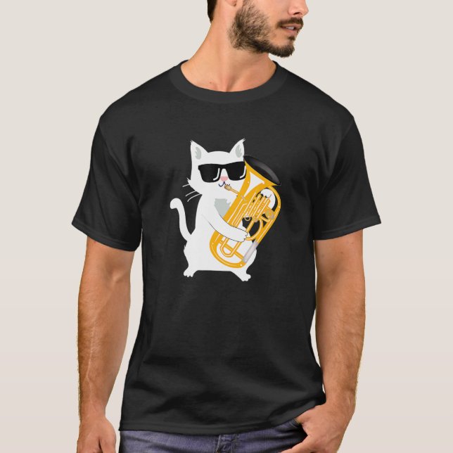 T-shirt Chat jouant du euphonium (Devant)