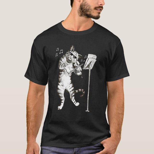 T-Shirt Chat Jouant du Violon Cadeau pour Violonis (Devant)