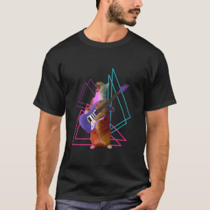 T-shirt Chat Jouant Guitare Électrique T