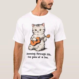 T-shirt Chat jouant une petite ukulele