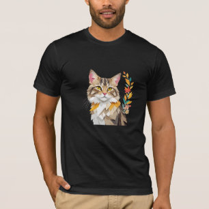 T-shirt Chat Jouer adorable animal amusant coloré géométri