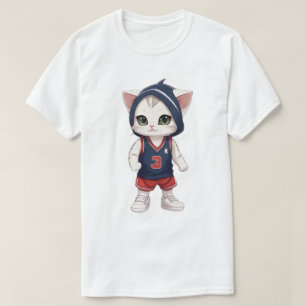 T-shirt chat jouer au basket-ball