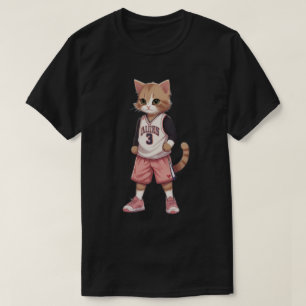 T-shirt chat jouer au basket-ball