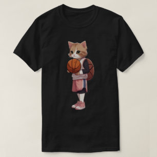 T-shirt chat jouer au basket-ball