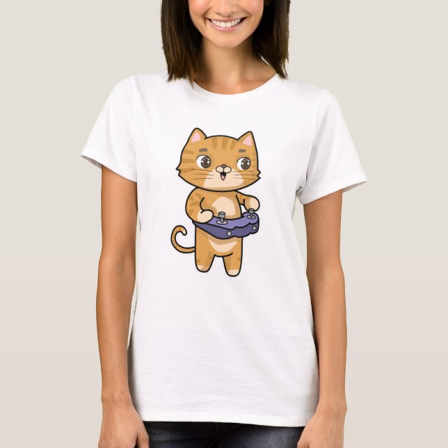 T-shirt Chat Jouer avec contrôleur (Devant)