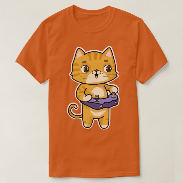 T-shirt Chat Jouer avec contrôleur (Design devant)