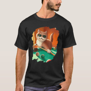 T-shirt Chat Jouer billard de piscine dans le salon Chats