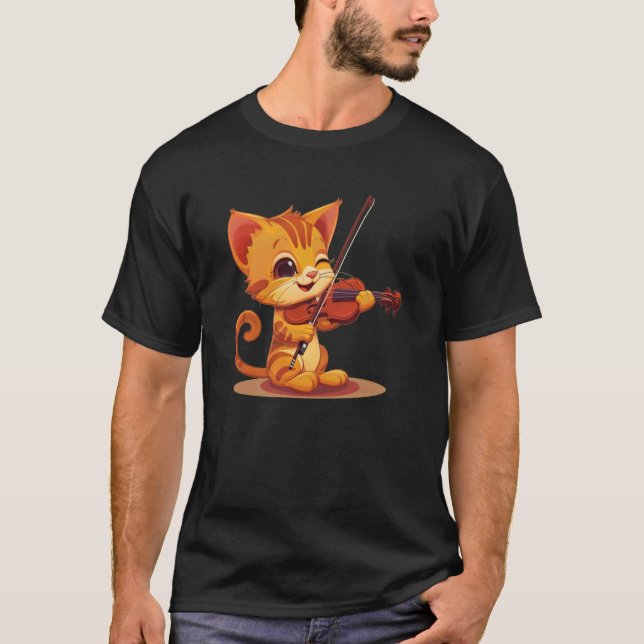 T-shirt Chat Jouer Costume de violon (Devant)