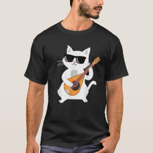 T-shirt Chat Jouer De La Mandoline