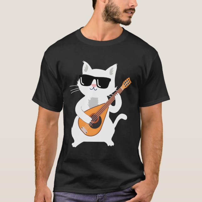 T-shirt Chat Jouer De La Mandoline (Devant)