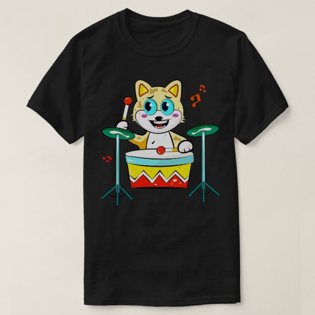 T-shirt Chat Jouer des tambours (Design devant)