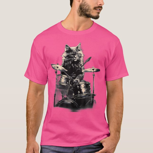 T-shirt Chat Jouer Des Tambours I Cat Music (Devant)