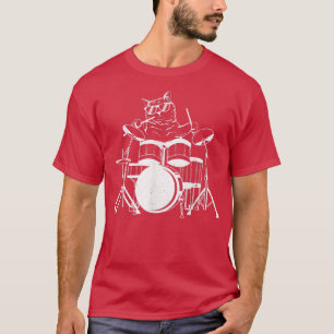 T-shirt Chat Jouer Drum Cat Musicien Musique Lover Cat Dru