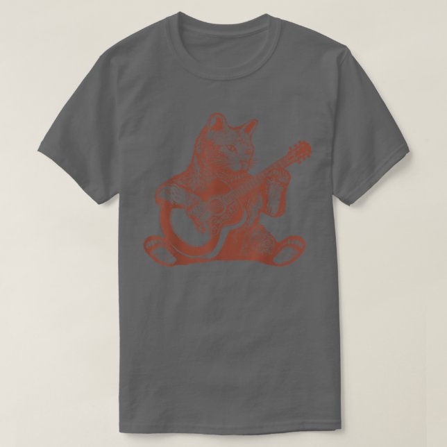 T-shirt Chat Jouer Guitare  (Design devant)