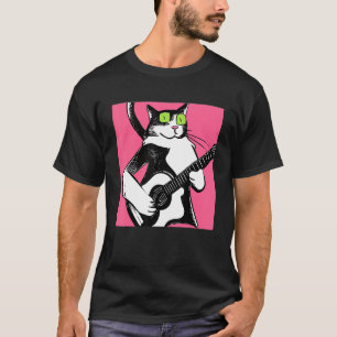 T-shirt Chat Jouer Guitare Kitten Guitariste