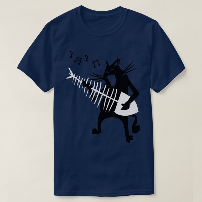 T-shirt Chat Jouer Guitare Musique Lover Rock Roll Noël (Design devant)